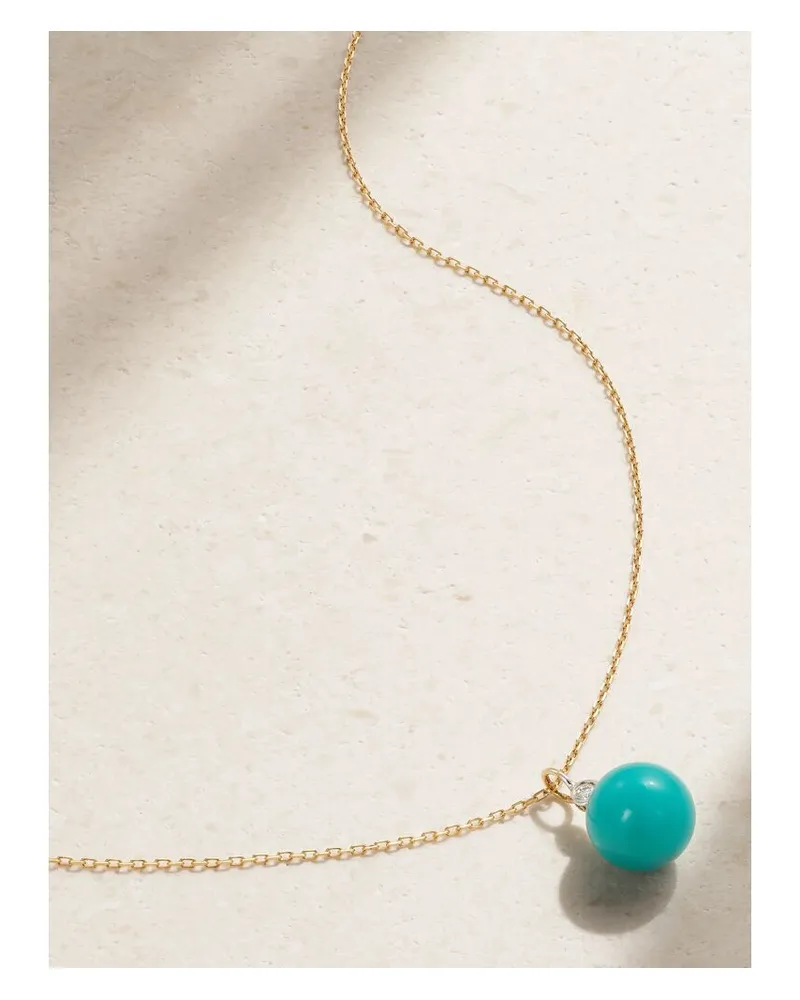 MATEO Kette Aus 14 Karat Gold Mit Türkis Und Diamant - Blau Blau
