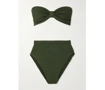 Ruby Bandeau-bikini Aus Metallic-seersucker - Grün