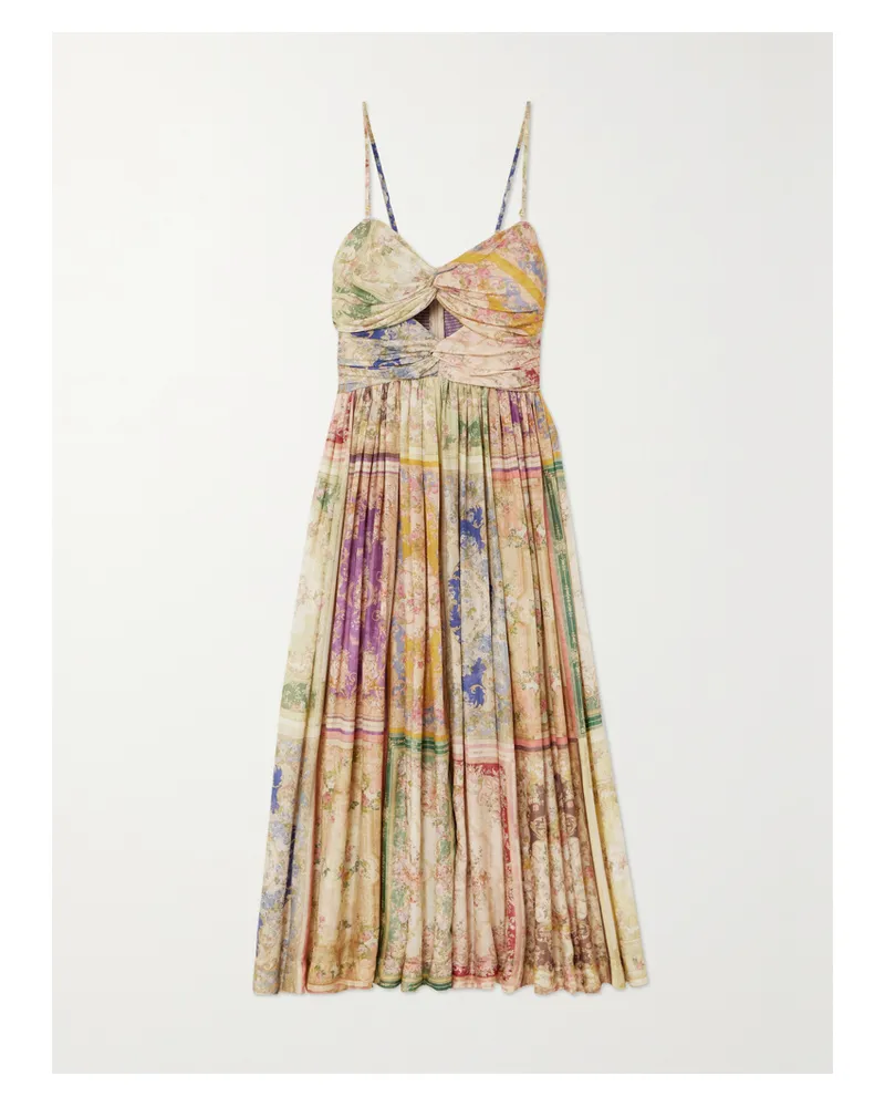 Zimmermann Net Sustain August Midikleid Aus Bioseide Mit Paisley-muster Und Cut-out - Mehrfarbig Mehrfarbig