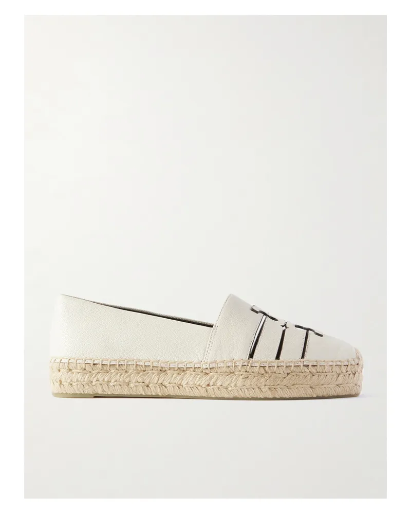 Tory Burch Ines Plateau-espadrilles Aus Leder Mit Cut-outs - Wollweiß Wollweiß