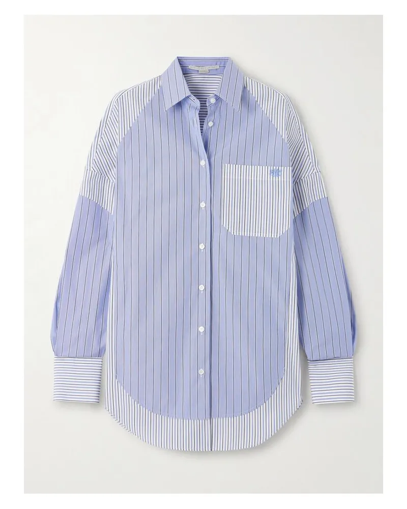 Stella McCartney Oversized-hemd Aus Gestreifter Biobaumwollpopeline - Blau Blau