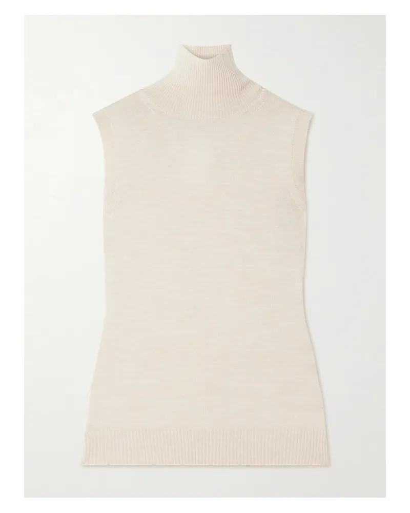 SPORTMAX Vertigo Ärmelloser Rollkragenpullover Aus Wolle - Elfenbein Elfenbein
