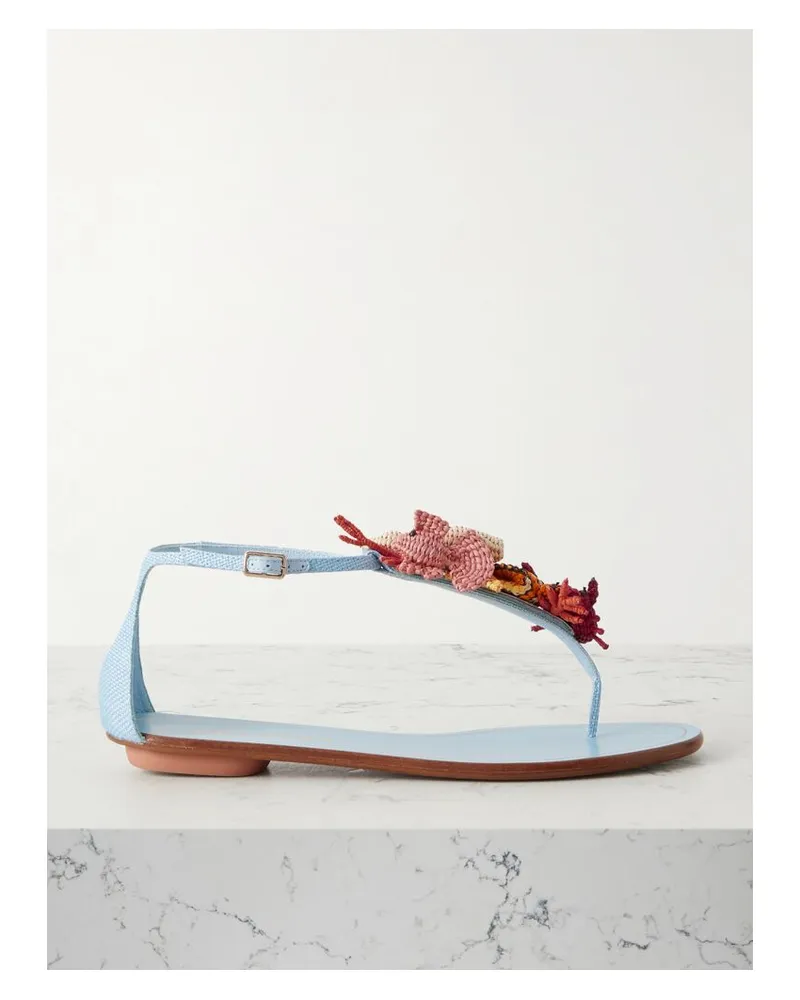 Aquazzura Gypsea Sandalen Aus Geflochtenem Raffiabast Mit Verzierungen - Blau Blau