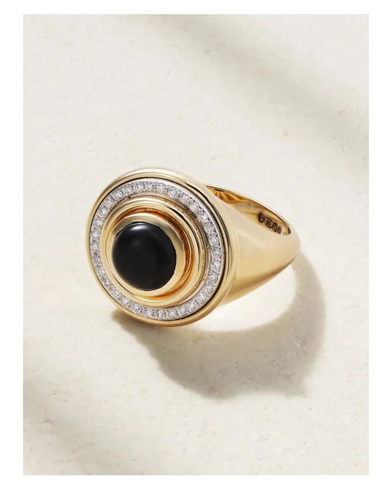 L’Atelier Nawbar Mimete Ring Für Den Kleinen Finger Aus 18 Karat Gold Mit Onyx Und Diamanten - Schwarz Schwarz