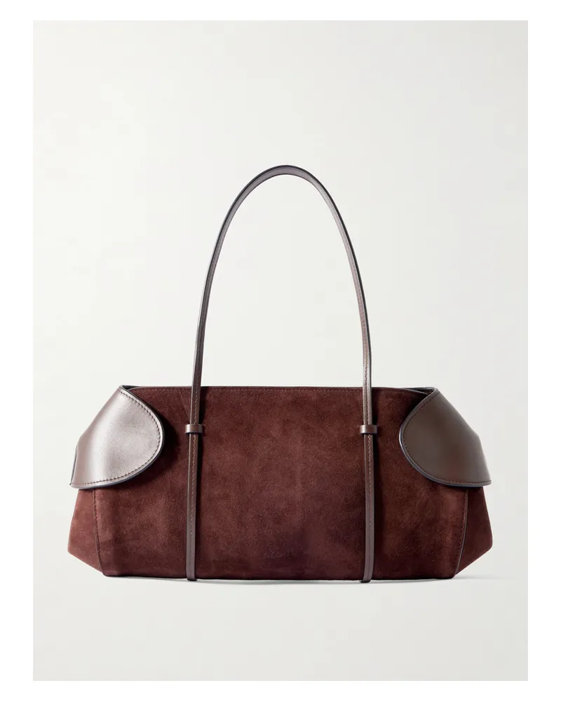 NEOUS Berenices East To West Suede And Leather Shoulder Bag - Brown Brown