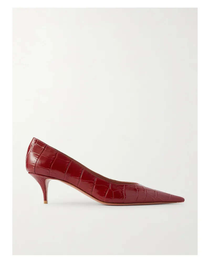 Amina Muaddi Barbara Croc-effect Leather Pumps - Red Red