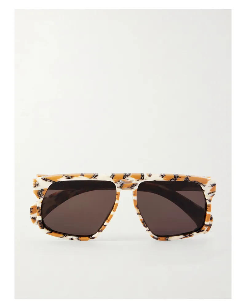 Jacques Marie Mage Neptune Aviator-style Acetate Sunglasses - Animal print Animal
