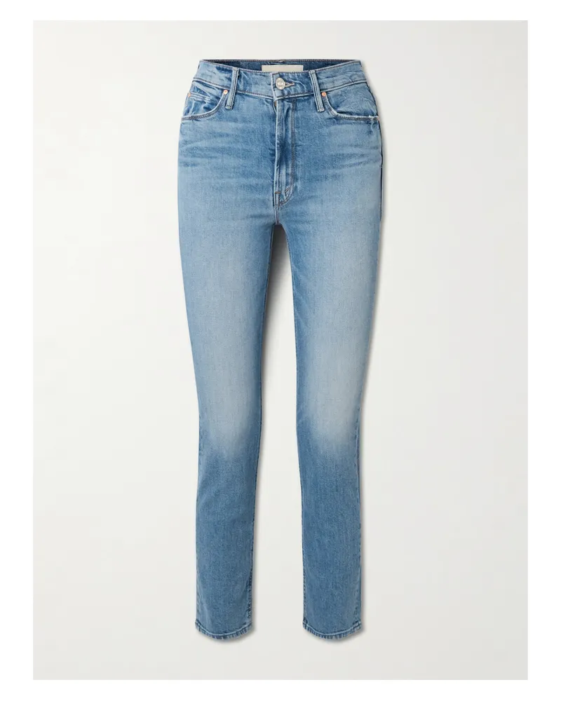 Mother The Dazzler Flood Hoch Sitzende Jeans Mit Schmalem Bein Und Fransen - Blau Blau