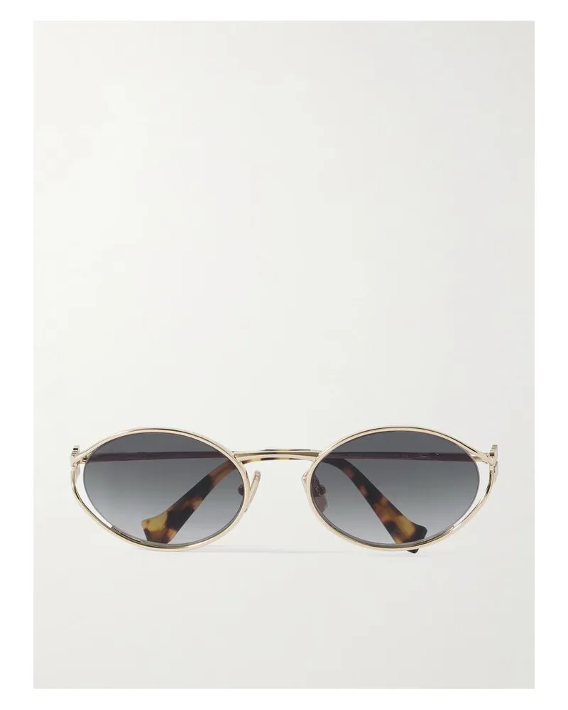 Miu Miu Goldfarbene Sonnenbrille Mit Ovalem Rahmen Gold