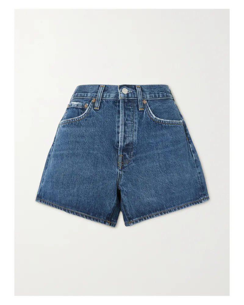 AGOLDE Parker Long Clean Organic Denim Shorts - Blue Blue