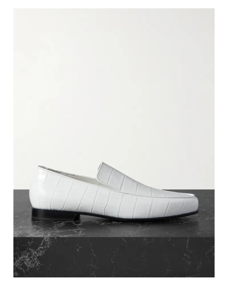 Totême Net Sustain The Croco Oval Loafers Aus Leder Mit Krokodileffekt - Weiß Weiß