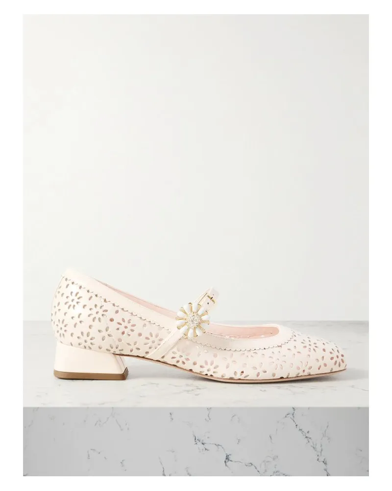 Roger Vivier New Très Vivier Mary-jane-pumps Aus Perforiertem Leder - Weiß Weiß