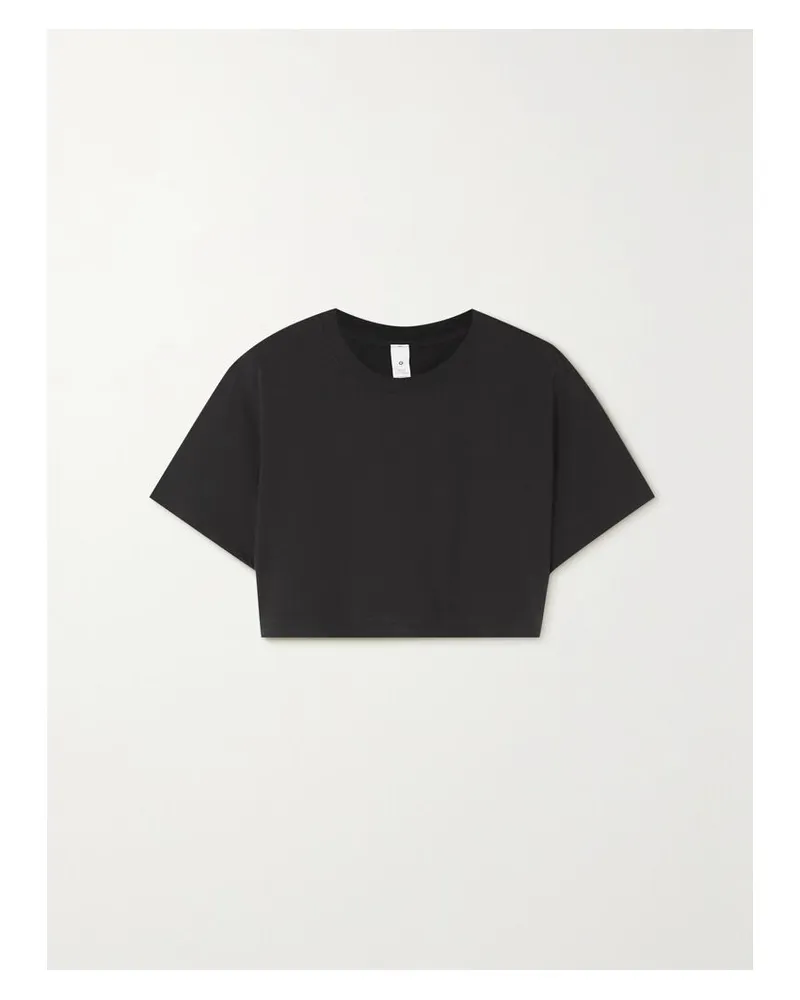 LULULEMON All Yours Verkürztes T-shirt Aus Pima-baumwolle - Schwarz Schwarz