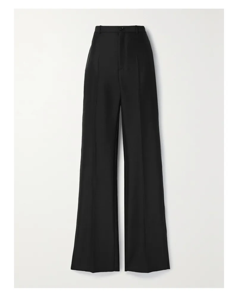Balenciaga Wool And Mohair-blend Wide-leg Pants - Black Black