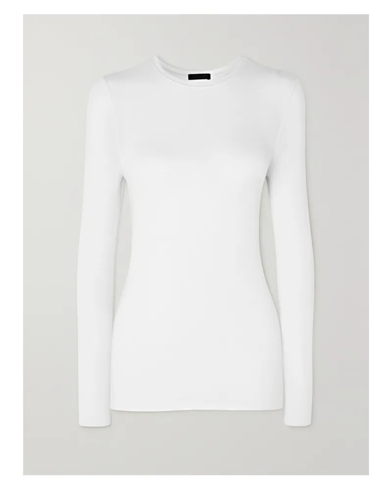 ATM T-shirt Aus Geripptem Stretch-jersey Aus Tencel™ Modal - Weiß Weiß