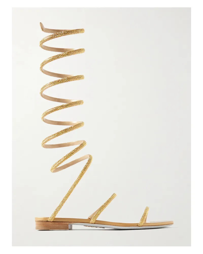 René Caovilla Supercleo Sandalen Aus Satin Mit Kristallen - Gold Gold