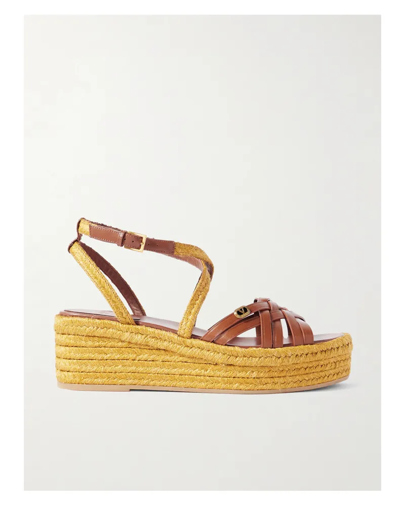 Valentino Garavani Bribri 60 Espadrille-sandalen Aus Leder Mit Plateau - Braun Braun