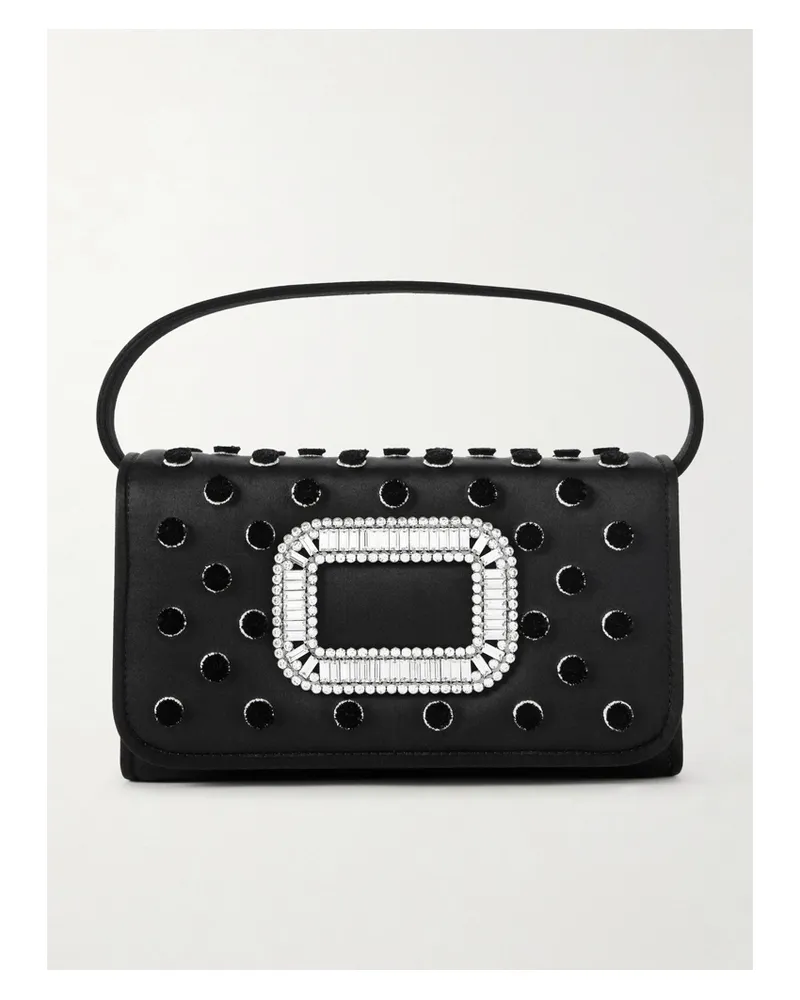 Roger Vivier Pilgrim Buckle-embellished Satin Clutch - Black Black