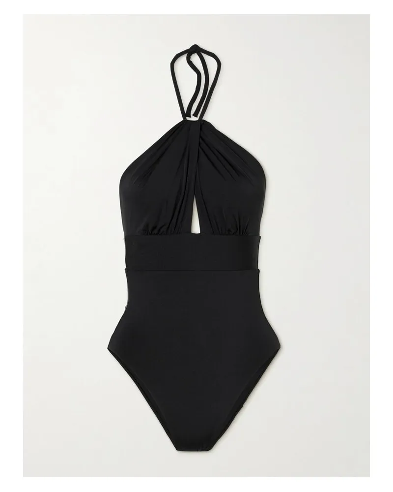 Max Mara Chicca Neckholder-badeanzug Mit Cut-out Und Raffungen - Schwarz Schwarz