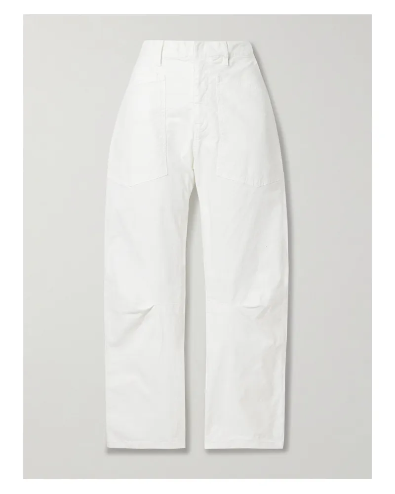 Nili Lotan Shon Cotton-blend Twill Tapered Pants - White White