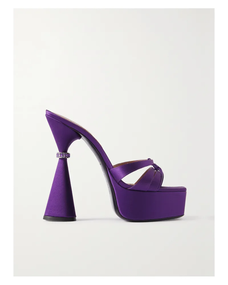 D’Accori Sienna Plateau-mules Aus Satin Mit Lederbesätzen Und Verzierungen - Lila Lila