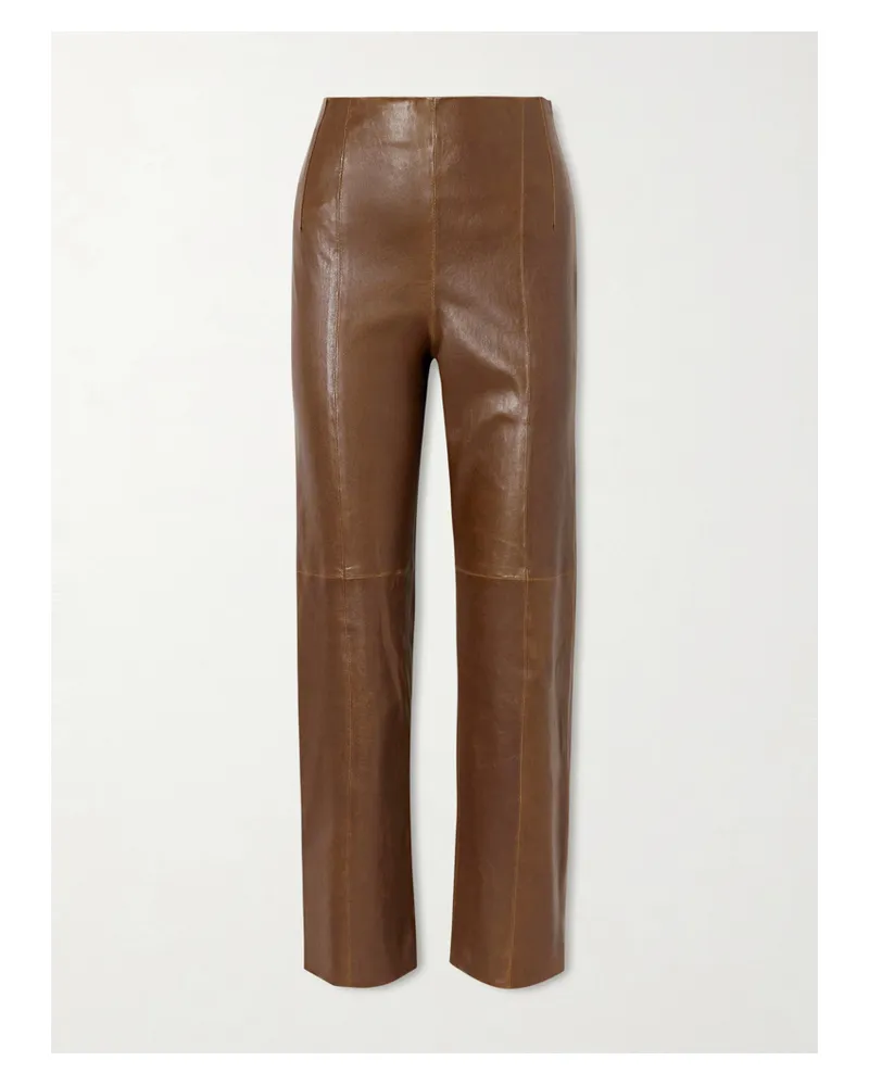 TWP Logan Paneled Leather Slim-leg Pants - Brown Brown
