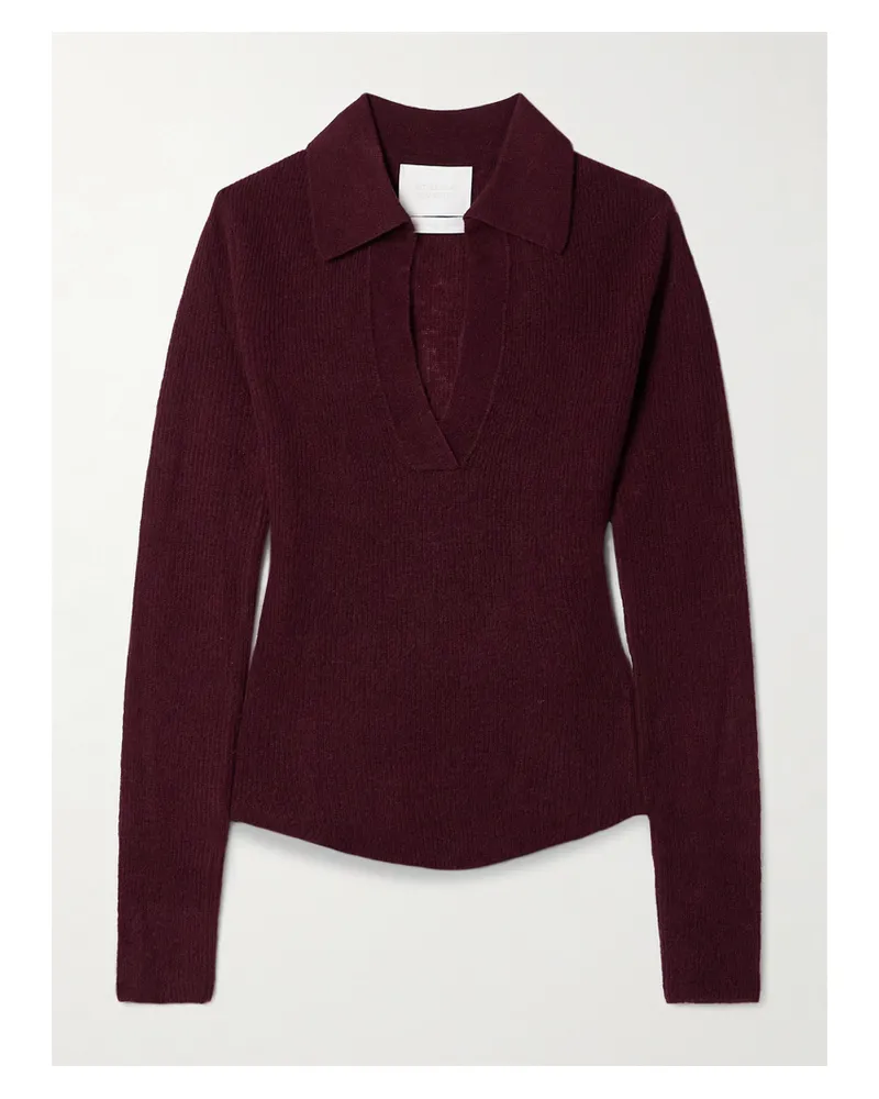Citizens of humanity Simone Ribbed Wool And Cashmere-blend Polo Sweater - Burgundy Burgundy
