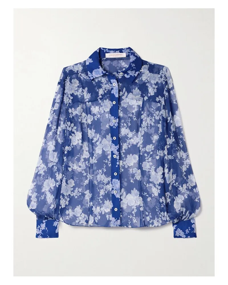 Carolina Herrera New York Hemd Aus Seidenkrepon Mit Blumenprint - Blau Blau