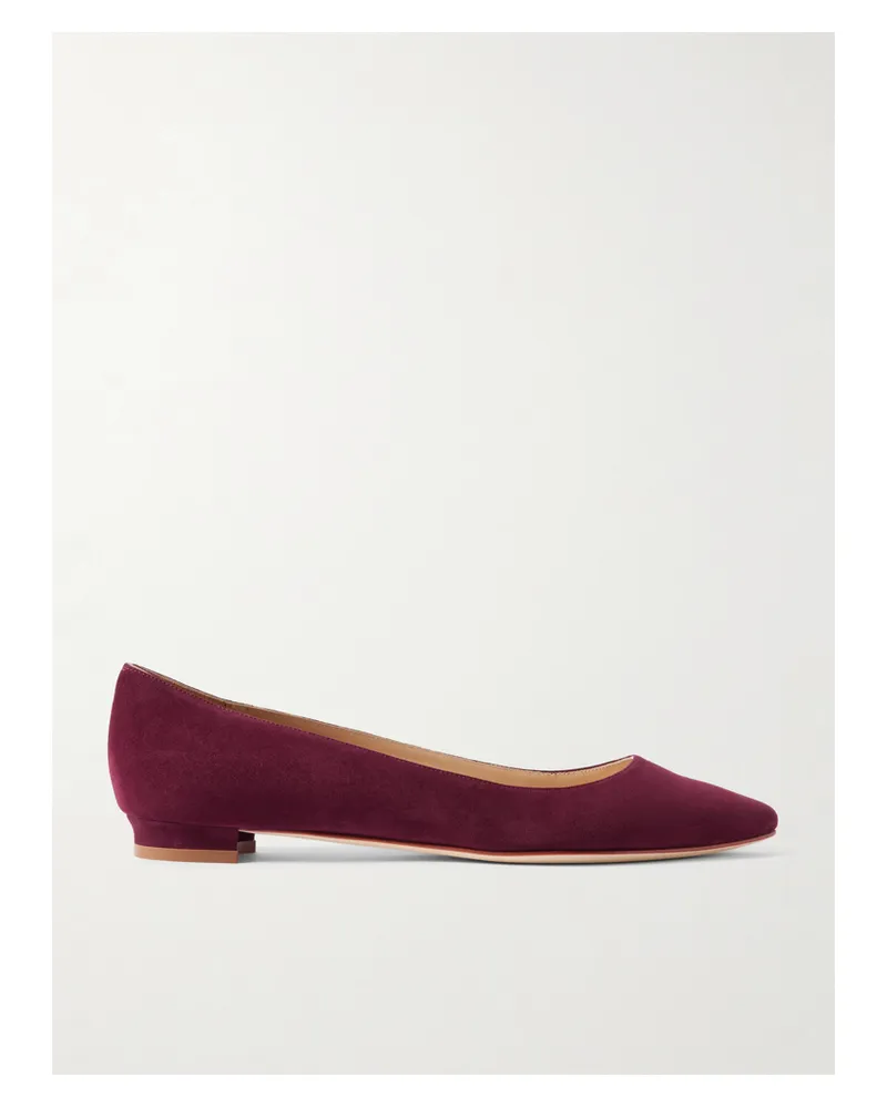 Manolo Blahnik Bb Suede Ballet Flats - Burgundy Burgundy