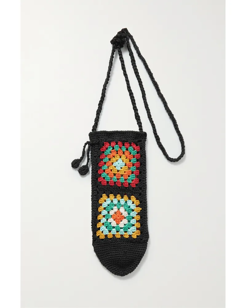 Alanui Positive Vibes Schultertasche Aus Gehäkelter Baumwolle - Schwarz Schwarz