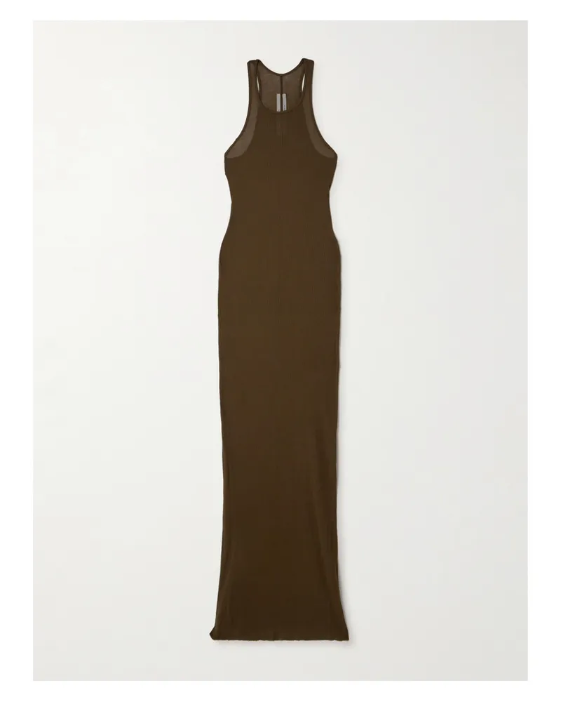 Rick Owens Midikleid Aus Geripptem Jersey - Braun Braun