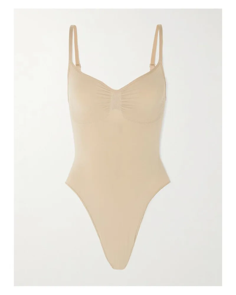 SKIMS Seamless Sculpt Strapless Thong Bodysuit – Clay – String-body - Neutral Neutral