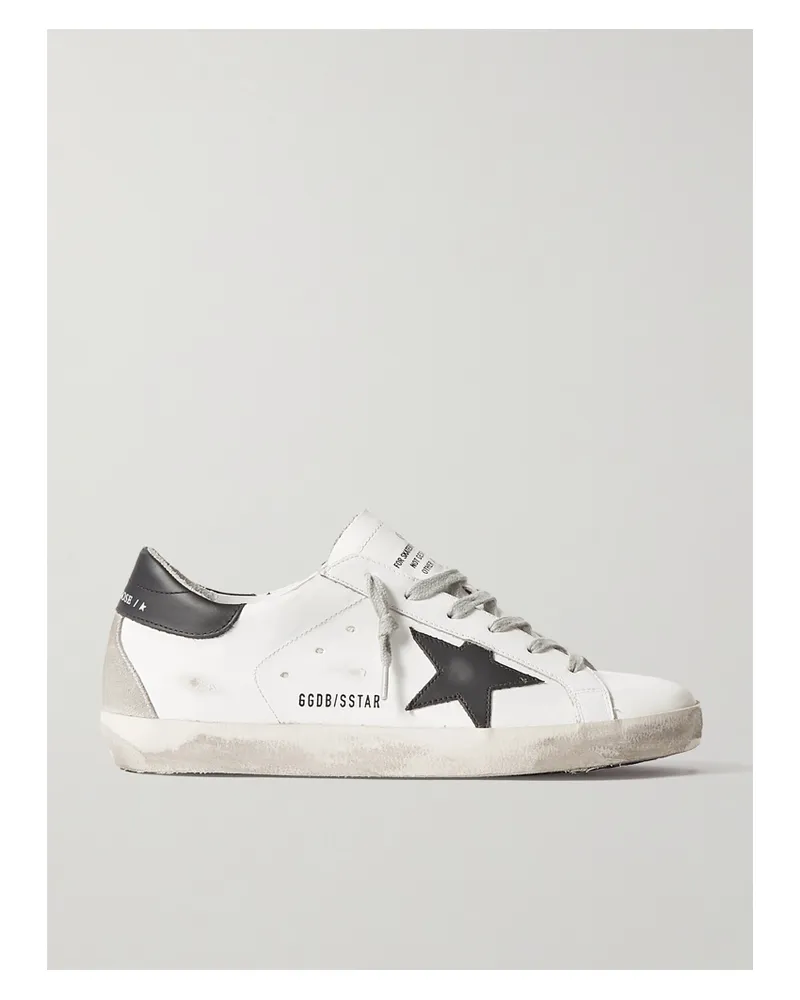Golden Goose Superstar Distressed Leather Sneakers - White White