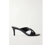 City Embellished Crinkled-leather Sandals - Black