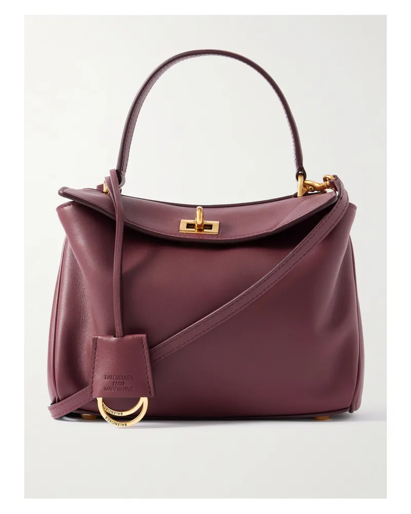 Balenciaga Rodeo Mini Leather Tote - Burgundy Burgundy