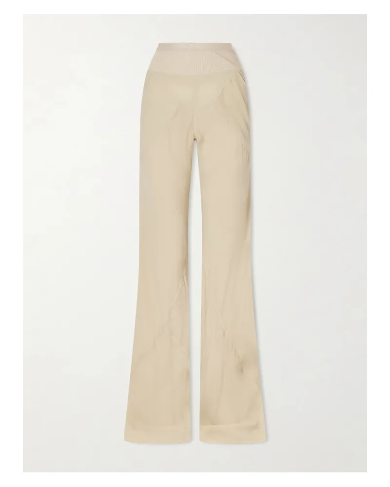 Rick Owens Bias Silk-crepe Wide-leg Pants - Neutrals Neutrals