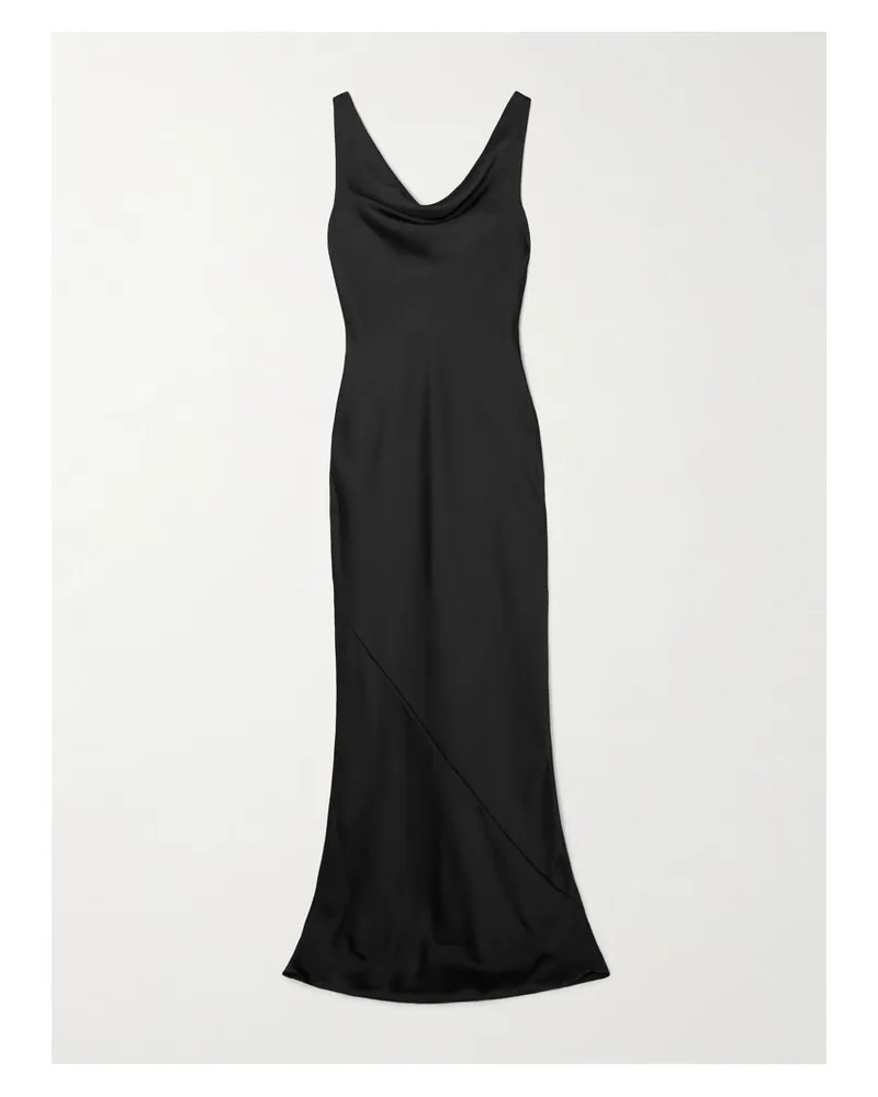 Norma Kamali Maria Robe Aus Glänzendem Satin Mit Raffungen - Schwarz Schwarz