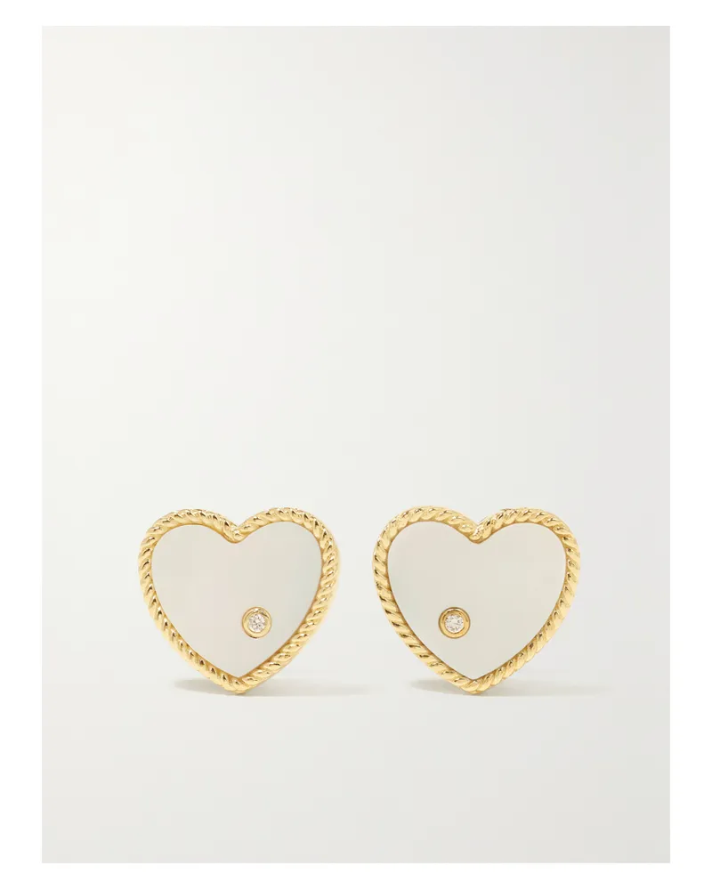 Yvonne Léon 9-karat Gold, Mother-of-pearl And Diamond Earrings - White White