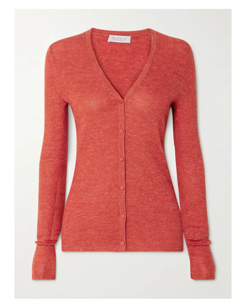 Gabriela Hearst Aiste Cardigan Aus Einer Gerippten Mischung Aus Kaschmir, Seide Und Hanf - Orange Orange