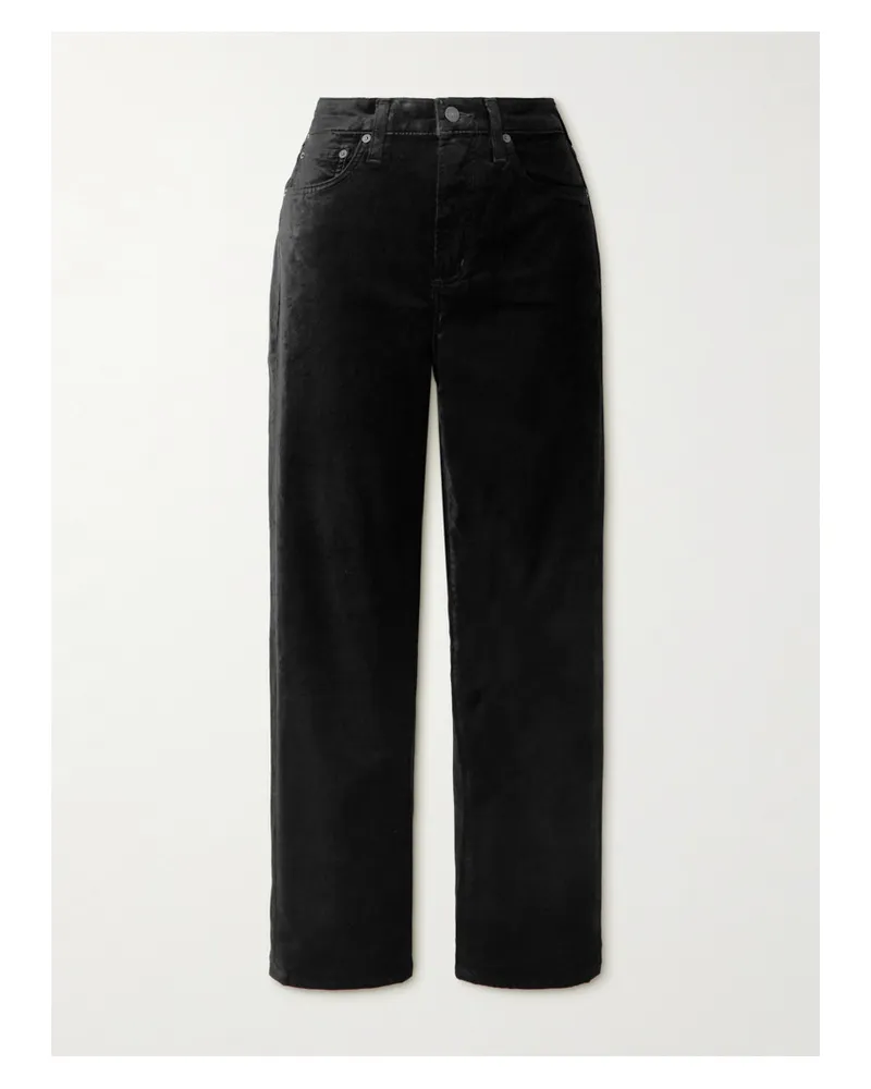 Citizens of humanity Delfina Cotton-blend Velvet Straight-leg Pants - Black Black