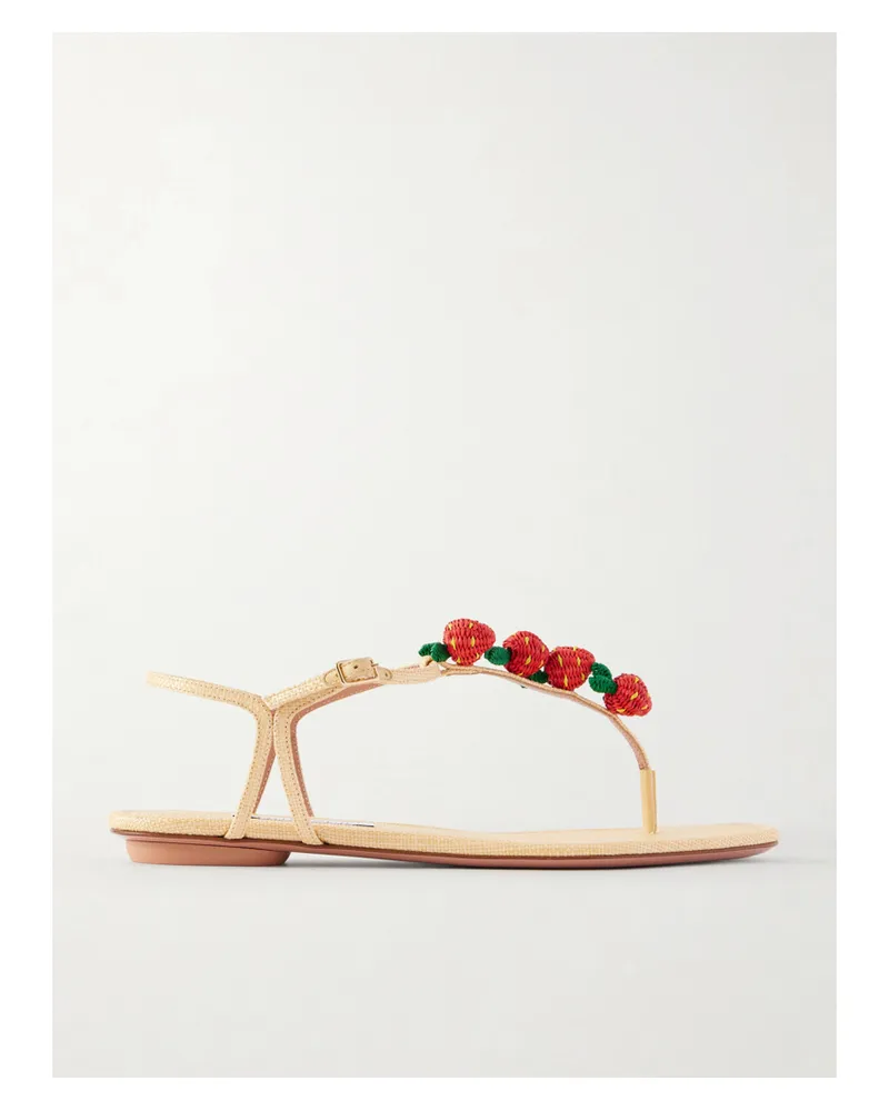 Aquazzura Fragolina Sugar Flat Sandals - Neutrals Neutrals