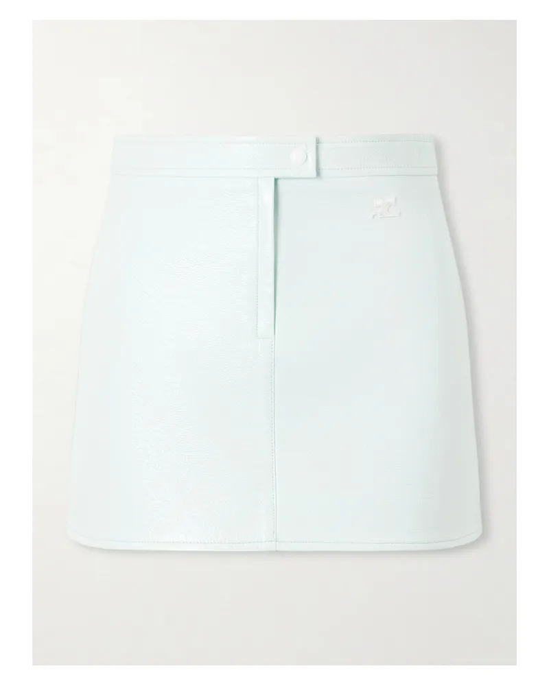 Courrèges Appliquéd Coated Cotton-blend Mini Skirt - Green Green