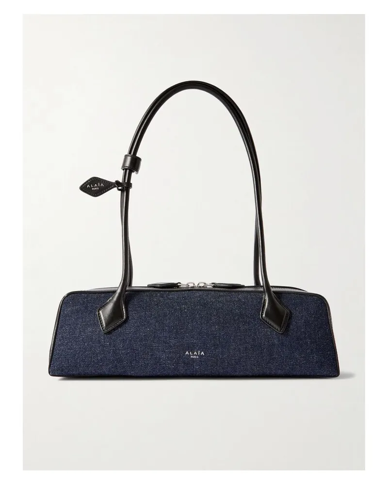 Alaïa Le Teckel Mittelgroße Schultertasche Aus Denim - Blau Blau