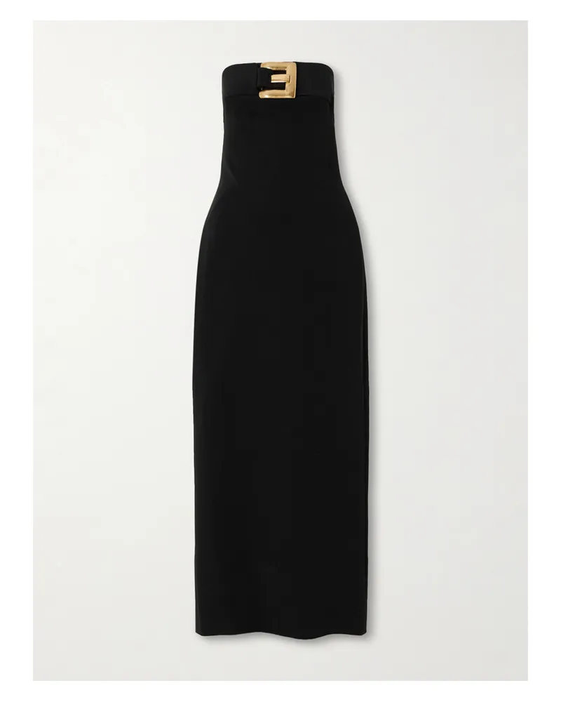 Balmain Buckle-embellished Jersey Bustier Midi Dress - Black Black