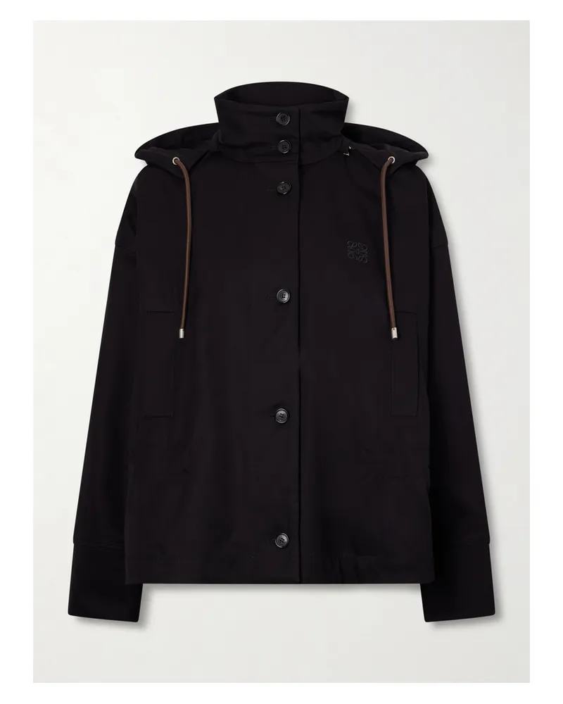 Loewe Hooded Cotton And Silk-blend Canvas Jacket - Black Black