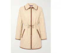 Steppjacke Aus Wattiertem Shell Mit Lederbesätzen - Braun