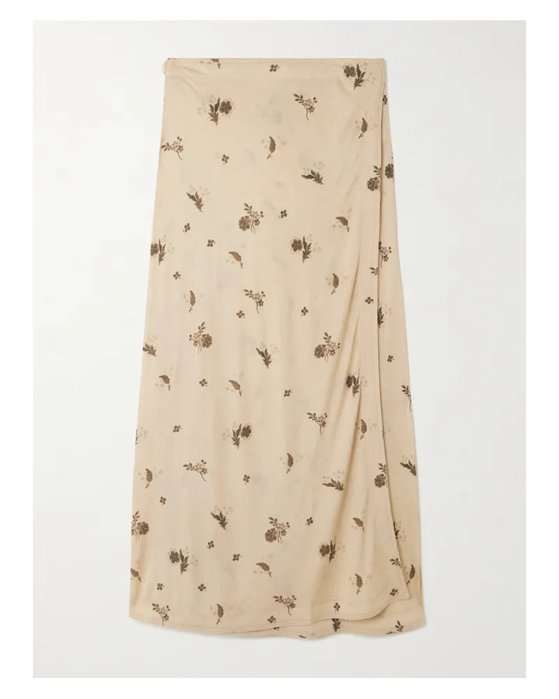 Totême Floral-print Jersey Maxi Wrap Skirt - Neutrals Neutrals