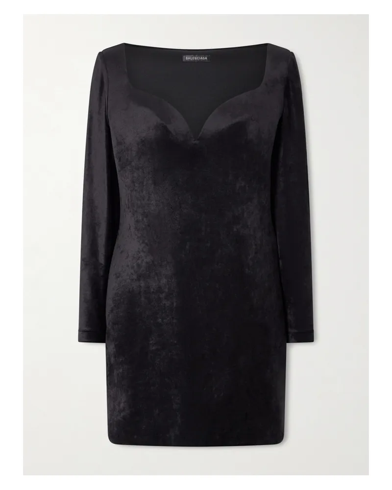 Balenciaga Minikleid Aus Stretch-samt - Schwarz Schwarz
