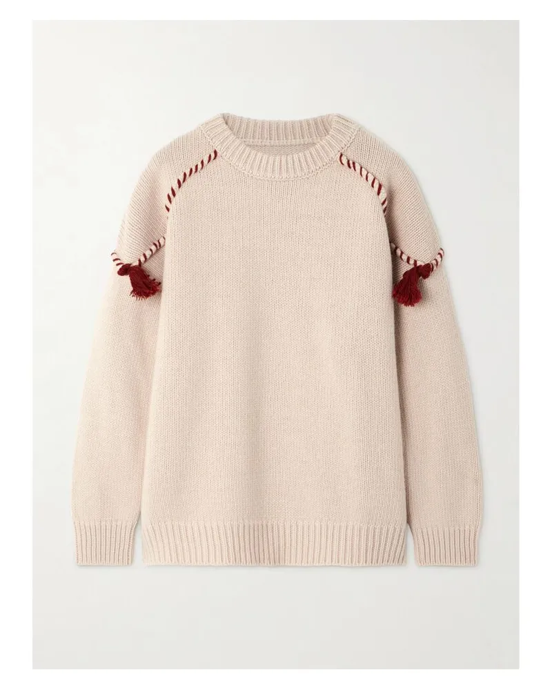 Fortela Pullover Aus Einer Woll-kaschmirmischung Mit Troddeln - Neutral Neutral