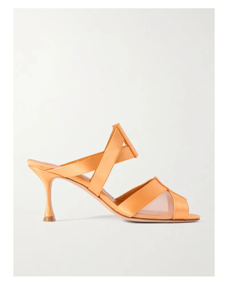 Manolo Blahnik Beydari 70 Mules Aus Satin Mit Tüllbesätzen - Orange Orange